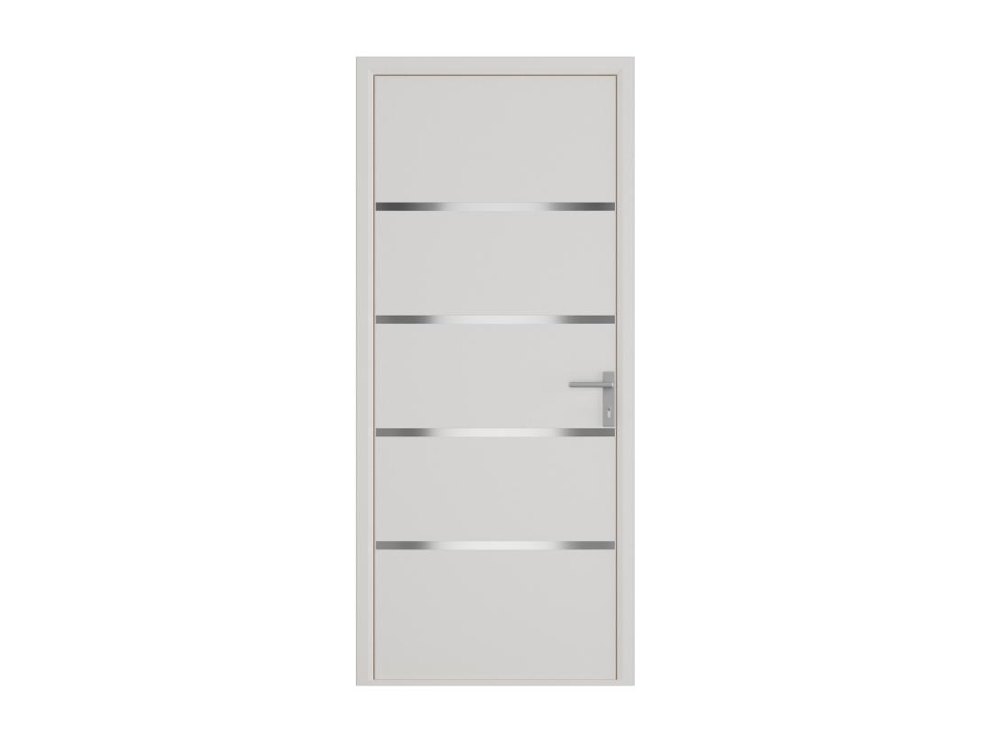 Vente Unique Porte D'entrée En Aluminium H218 X L96 Cm Blanc - Poussant Gauche - ISALINA