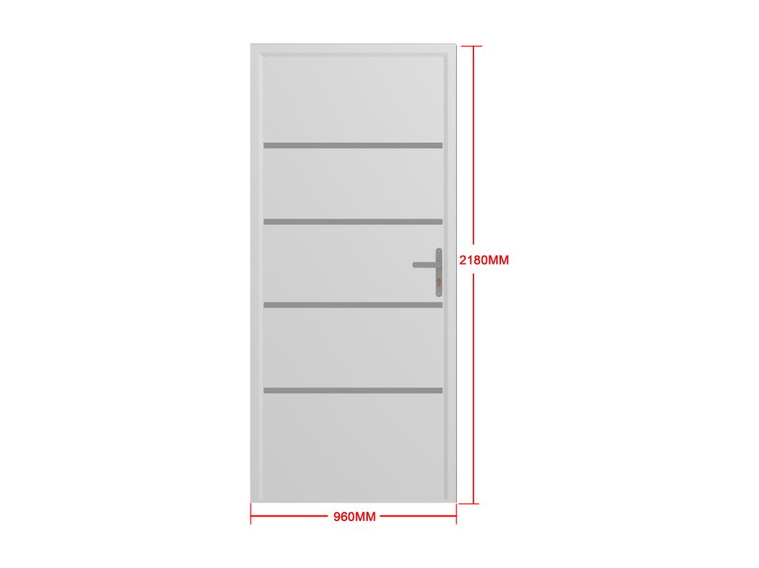 Vente Unique Porte D'entrée En Aluminium H218 X L96 Cm Blanc - Poussant Gauche - ISALINA