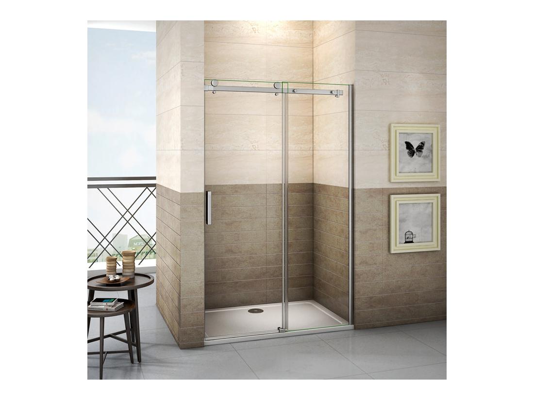 Vente Unique Porte De Douche Coulissante 120cm Hauteur 195cm En Verre 8mm Securit Anticalcaire Porte De Douche Installée En Niche