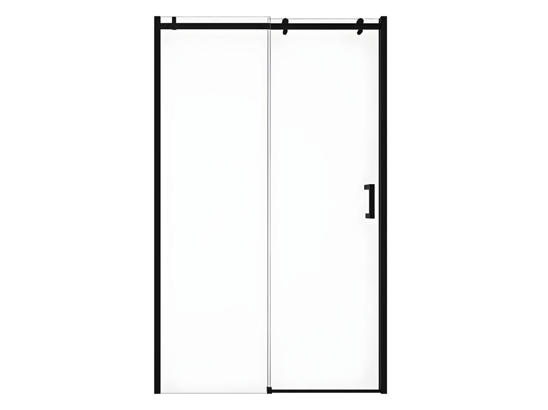 Vente Unique Porte De Douche Coulissante Avec Roues Noir Mat Style Industriel - 120 X 195 Cm - ANAKAO