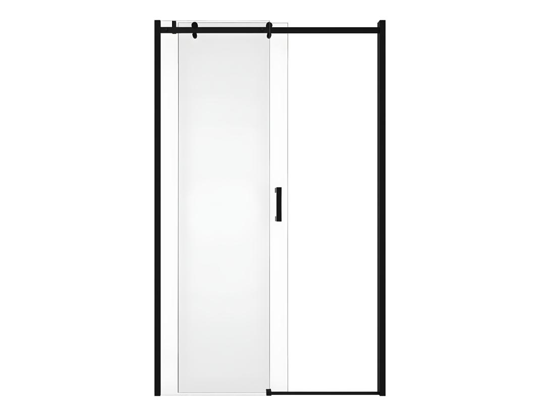 Vente Unique Porte De Douche Coulissante Avec Roues Noir Mat Style Industriel - 120 X 195 Cm - ANAKAO
