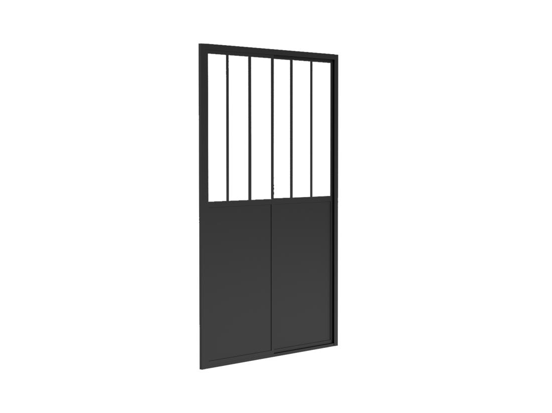 Vente Unique Porte De Douche Coulissante Noir Mat Style Atelier - 120 X 195 Cm - URBANIK