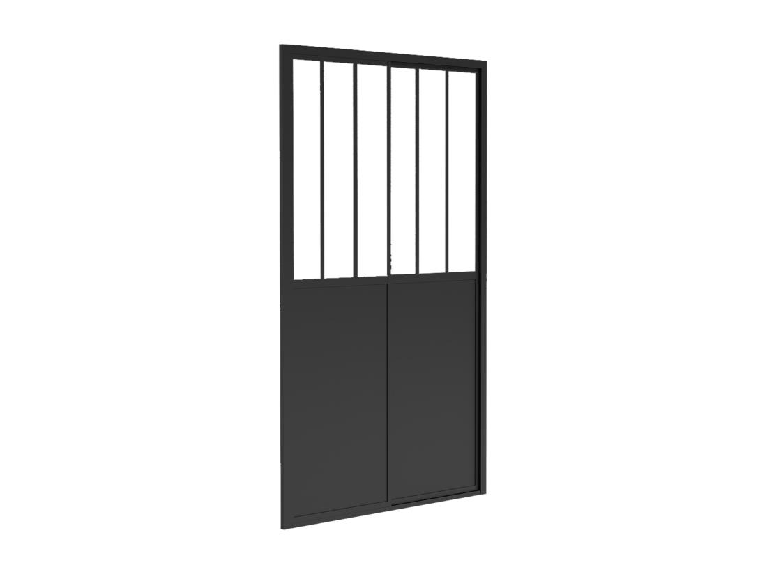 Vente Unique Porte De Douche Coulissante Noir Mat Style Atelier - 140 X 195 Cm - URBANIK
