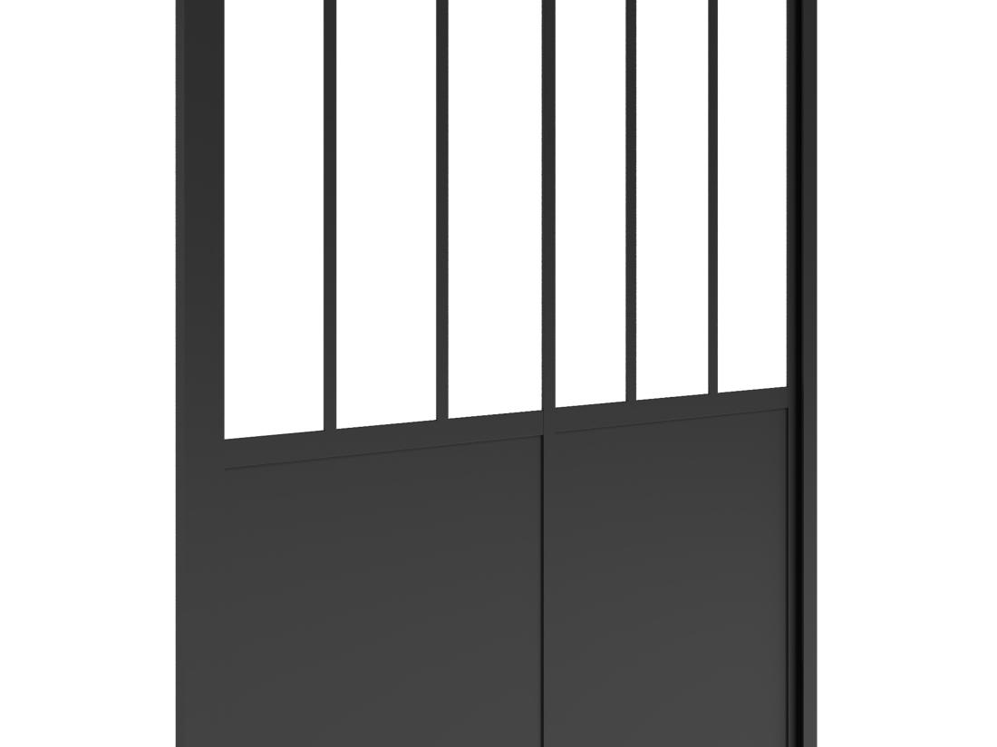 Vente Unique Porte De Douche Coulissante Noir Mat Style Atelier - 140 X 195 Cm - URBANIK
