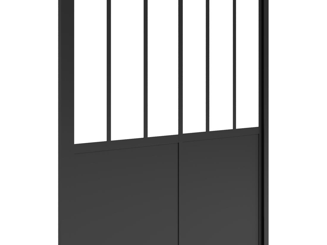Vente Unique Porte De Douche Coulissante Noir Mat Style Atelier - 100 X 195 Cm - URBANIK