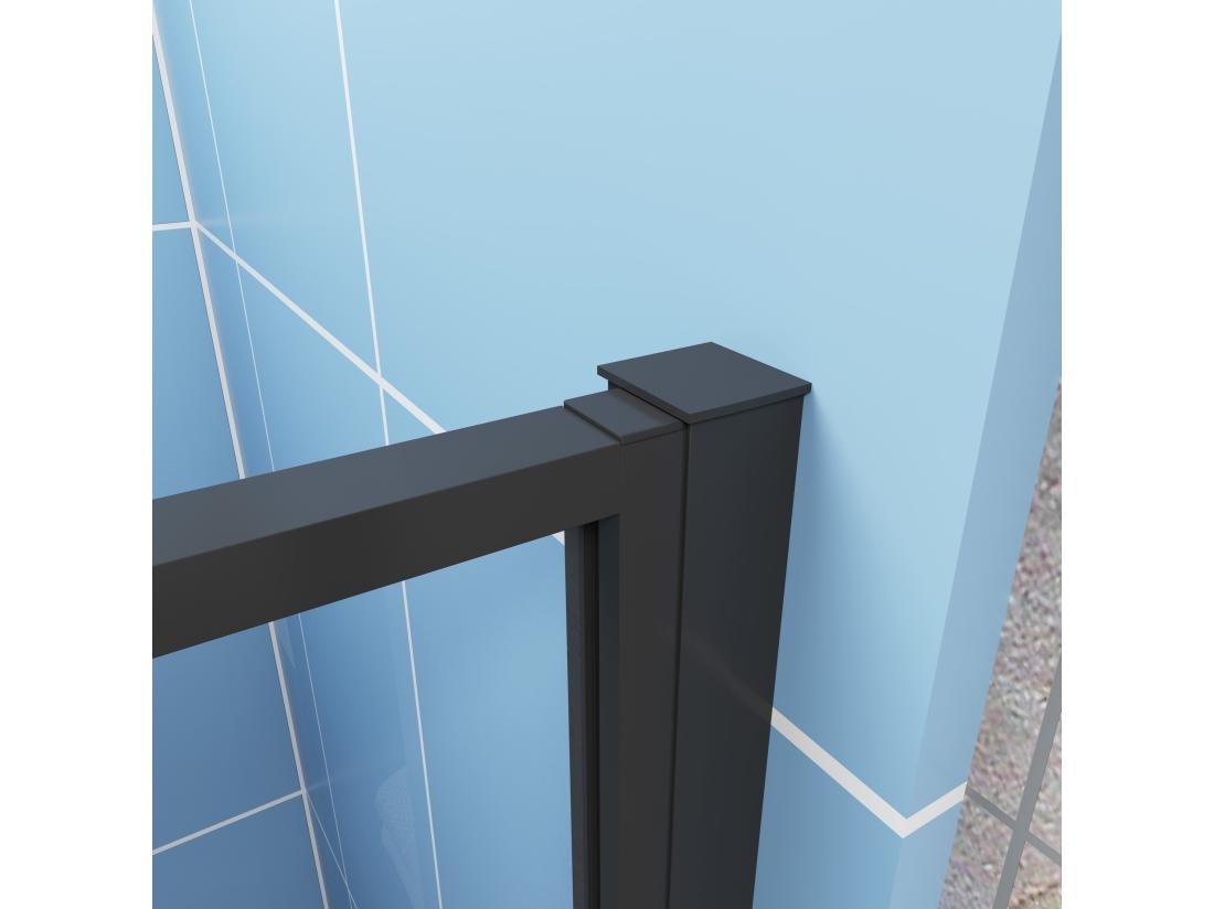 Vente Unique Porte De Douche Pivotante 120x185cm Profilé Noir Mat Installation En Niche Verre Securit Anticalcaire