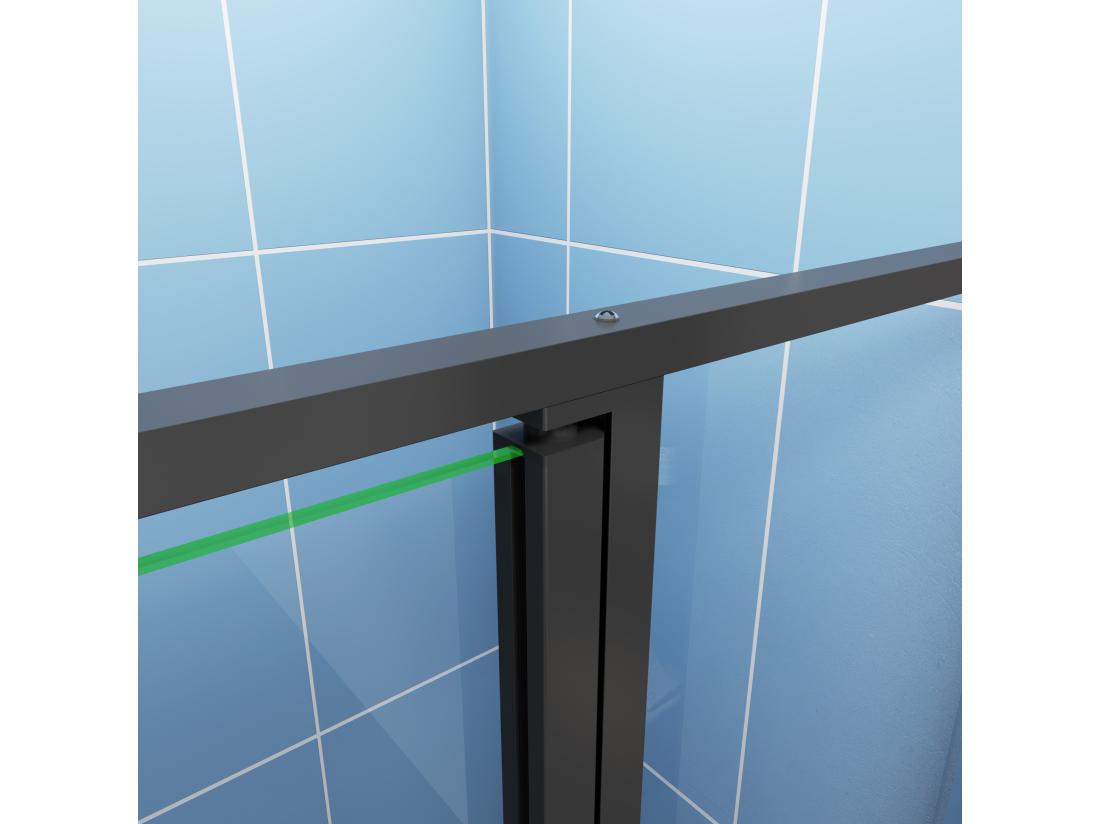 Vente Unique Porte De Douche Pivotante 120x185cm Profilé Noir Mat Installation En Niche Verre Securit Anticalcaire