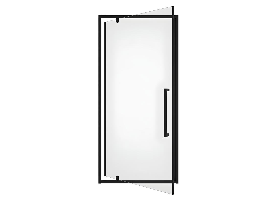 Vente Unique Porte De Douche Pivotante En Métal Noir Mat Au Style Industriel - 80 X 195 Cm - TAMRI