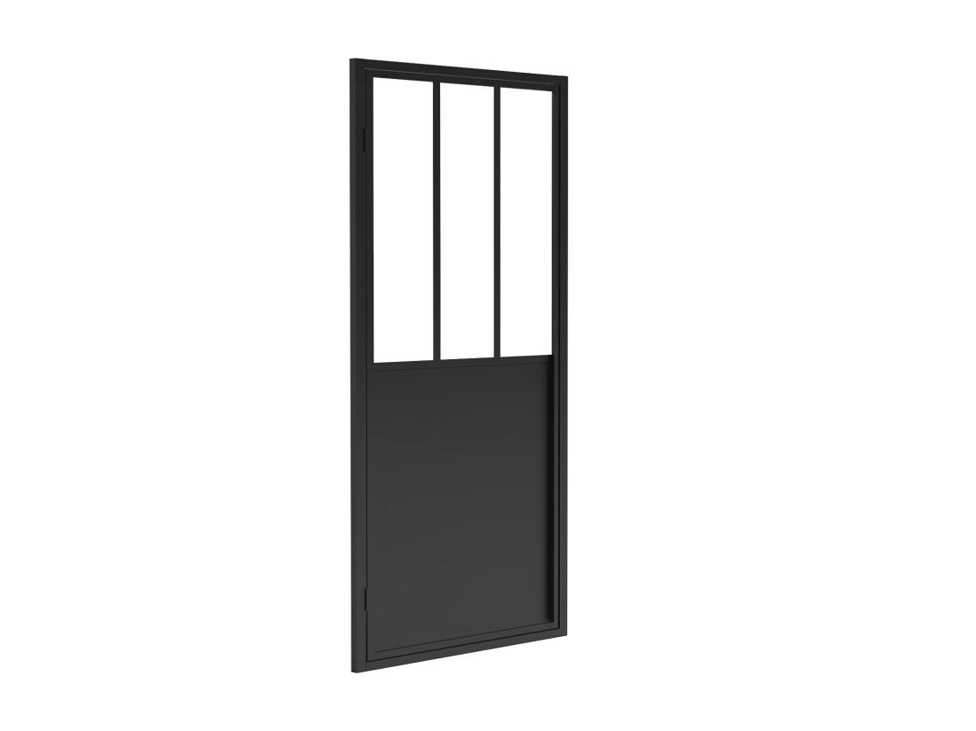 Vente Unique Porte De Douche Pivotante Noir Mat Style Atelier - 80 X 195 Cm - URBANIK