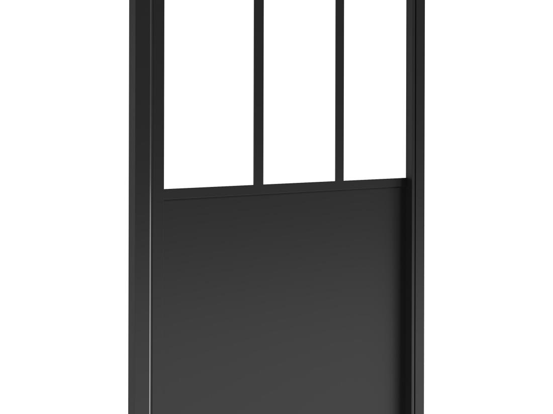 Vente Unique Porte De Douche Pivotante Noir Mat Style Atelier - 80 X 195 Cm - URBANIK