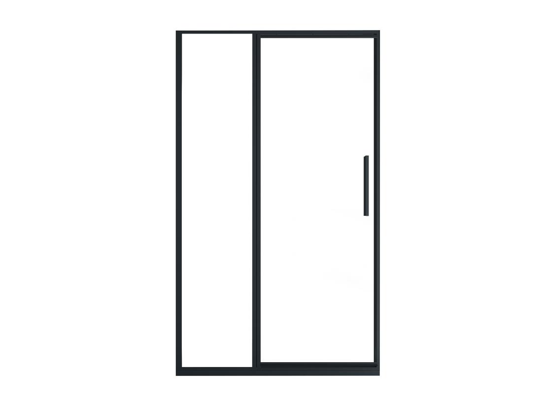 Vente Unique Porte De Douche Pivotante Noir Mat Style Industriel - 120 X 195 Cm - TORONI