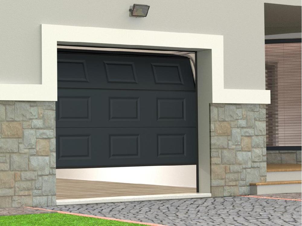 Vente Unique Porte De Garage Sectionnelle à Cassette Anthracite Avec Moteur Somfy L254 X H218 Cm - CAOPAS