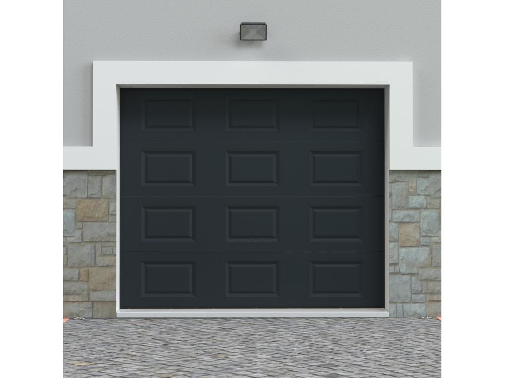 Vente Unique Porte De Garage Sectionnelle à Cassette Anthracite Motorisée L254 X H218 Cm - CAOPAS