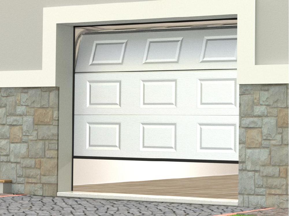 Vente Unique Porte De Garage Sectionnelle à Cassette Blanc Avec Fenêtres Avec Moteur Somfy L254 X H218 Cm - CAOPAS