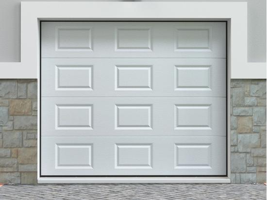 vente unique Porte de garage sectionnelle à cassette blanc avec moteur Somfy L254 x H218 cm - CAOPAS
