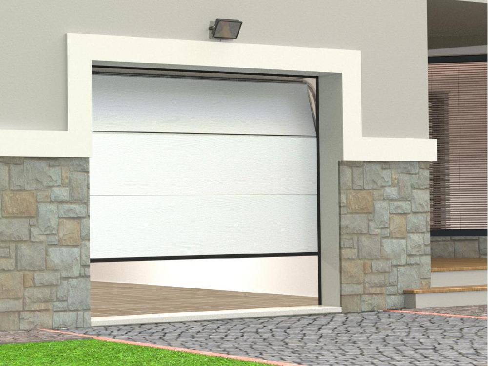 Vente Unique Porte De Garage Sectionnelle Effet Bois Blanc Motorisée L254 X H218 Cm - PRIETA
