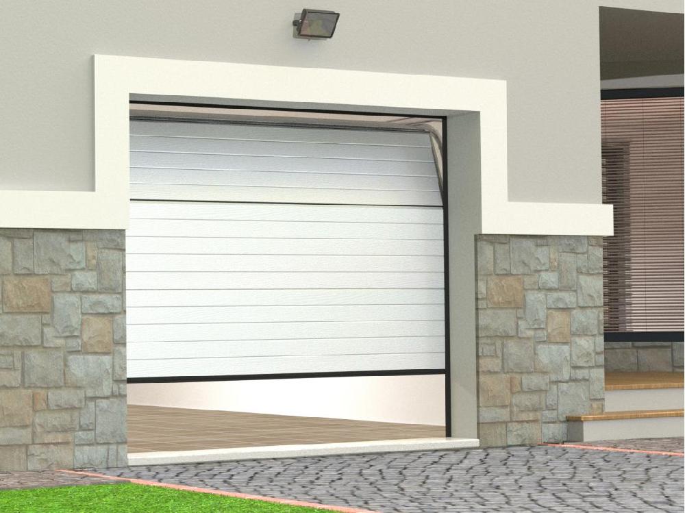 Vente Unique Porte De Garage Sectionnelle Effet Rainuré Blanc Avec Moteur Somfy L254 X H218 Cm - NORIA