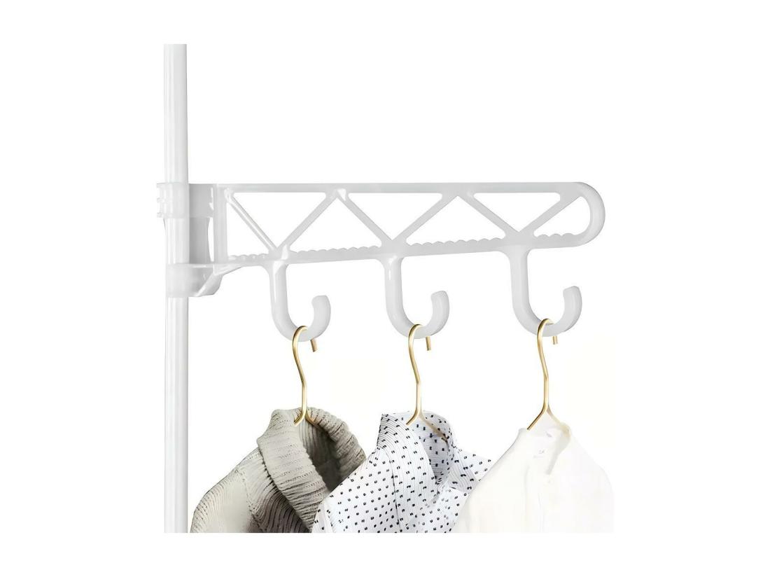 Vente Unique Porte Manteau à Double Tringles Moderne Avec Crochets Portant Vêtements Penderie Vestiaire 108x36x170cm - Blanc