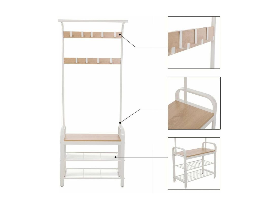 Vente Unique Porte-manteau Avec étagères à Chaussures Et Crochets Amovibles - H183 Cm