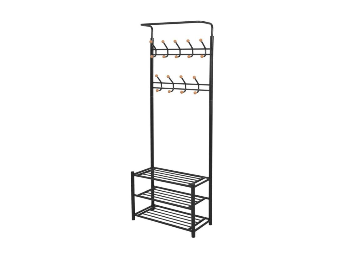 Vente Unique Porte-manteau Avec Rangement Pour Chaussures 68x32x182 5 Noir