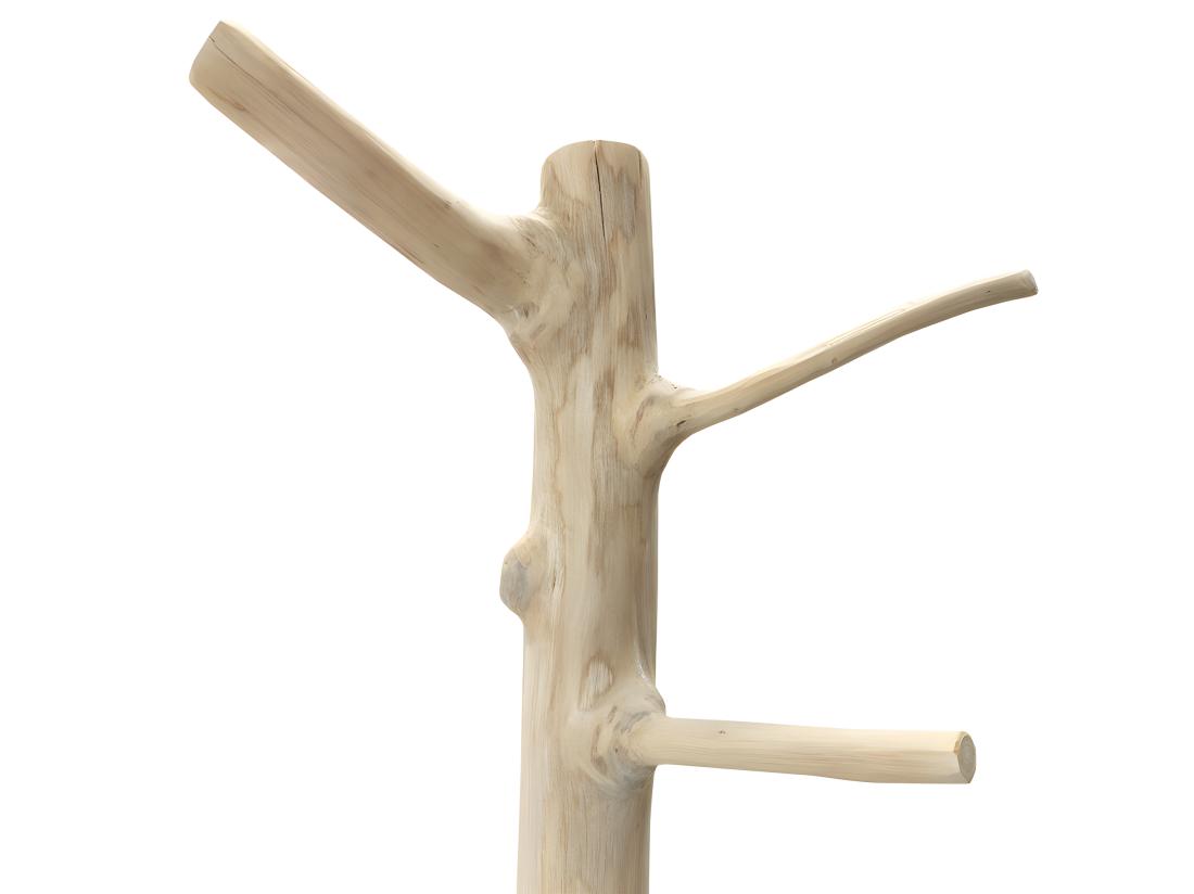 Vente Unique Porte-manteau Branche Bois De Teck Brut 180 Cm Pied Rond Noir - NAO
