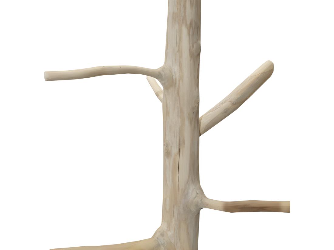Vente Unique Porte-manteau Branche Bois De Teck Brut 180 Cm Pied Rond Noir - NAO