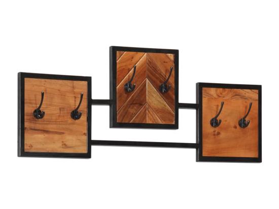 Vente Unique Porte-manteau Mural 90x1x35 Bois Massif D'acacia Et Fer