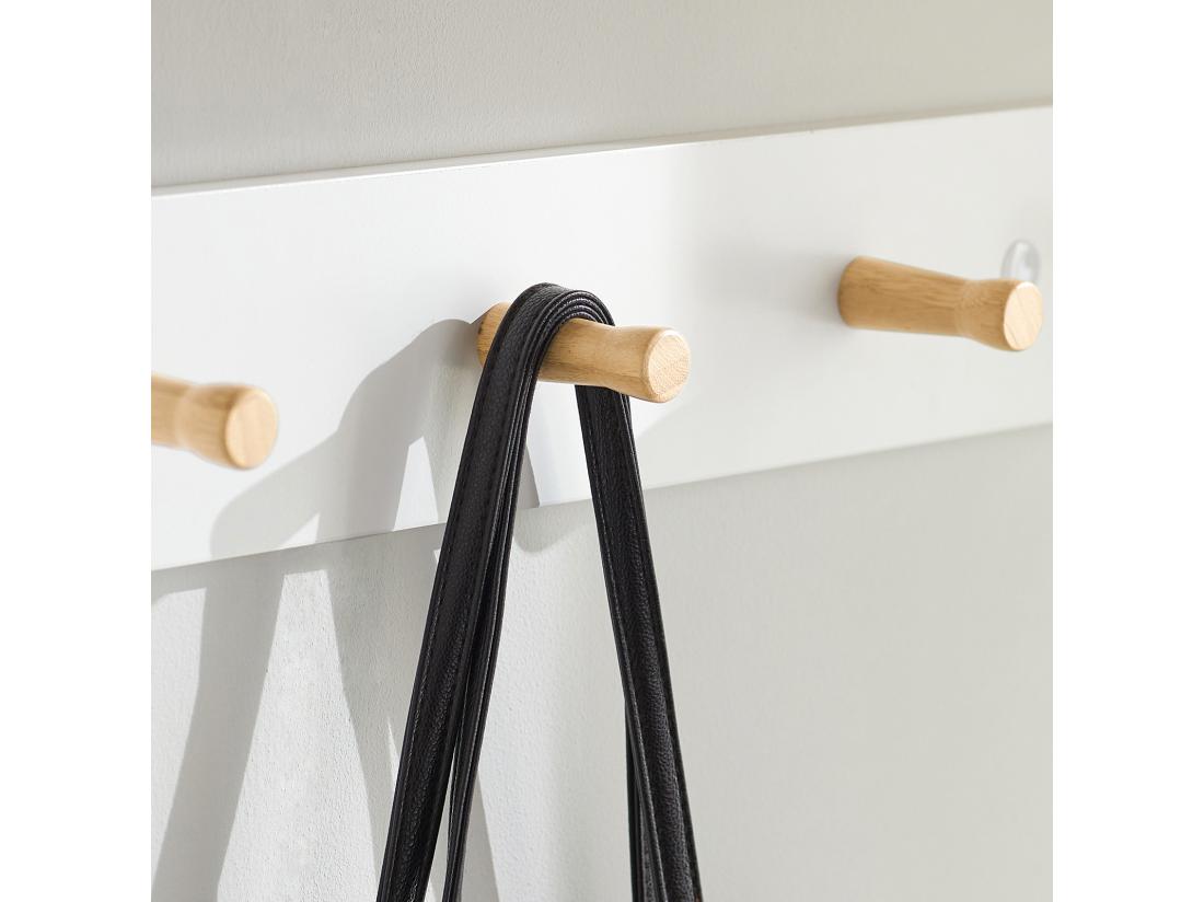 Vente Unique Porte-manteau Mural En 2 Parties Étagère Murale Avec 5 Crochets Et 1 étagère FHK21-WN