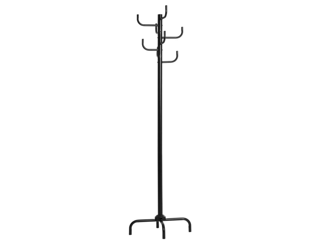 Vente Unique Porte-manteaux Perroquet KAKTUS Avec 8 Portants Crochets De Hauteur Différente Structure En Métal Laqué Noir