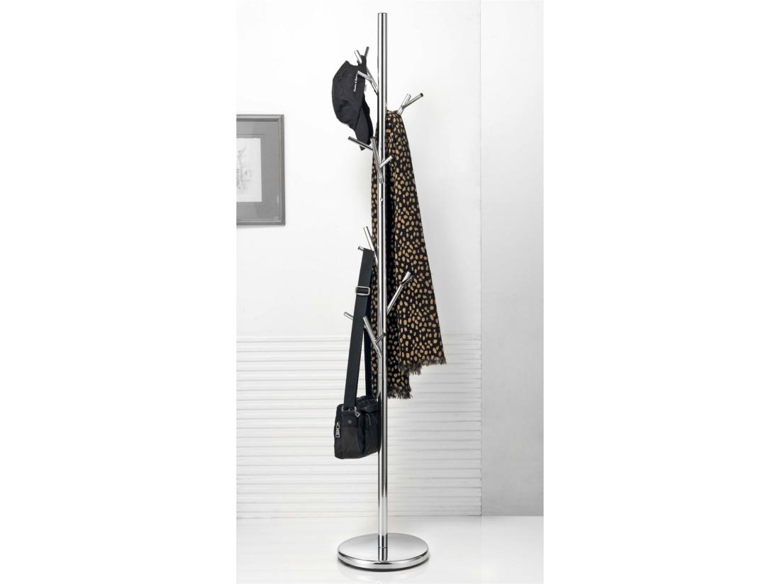 Vente Unique Porte-manteaux ZENO Portant à Vêtements Sur Pied En Forme D'arbre Avec 6 Crochets Sur Différentes Hauteurs En Métal Chromé
