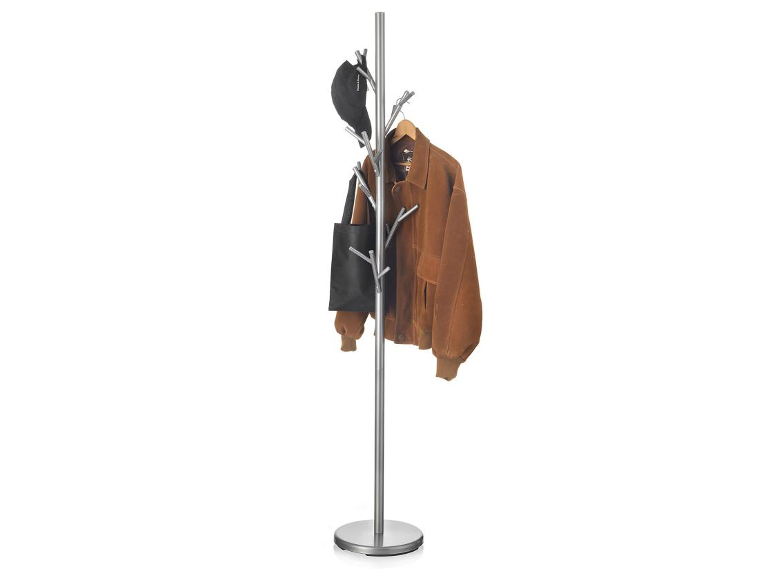 Vente Unique Porte-manteaux ZENO Portant à Vêtements Sur Pied En Forme D'arbre Avec 6 Crochets Sur Différentes Hauteurs En Métal Laqué Gris