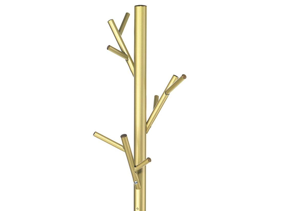 vente unique Porte-manteaux ZENO portant à vêtements sur pied en forme d'arbre avec 6 crochets sur différentes hauteurs en métal laqué doré