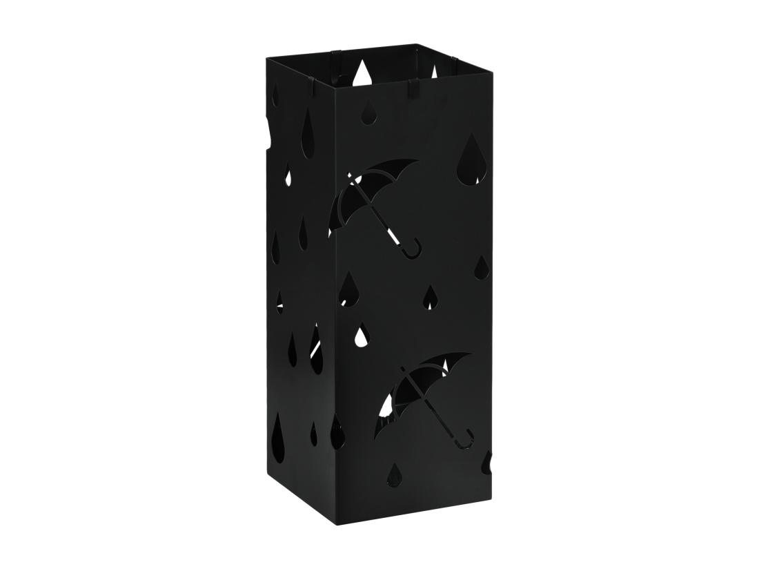 vente unique Porte-parapluie design - support à parapluie H. 41 cm - 4 crochets bac à eau - acier noir