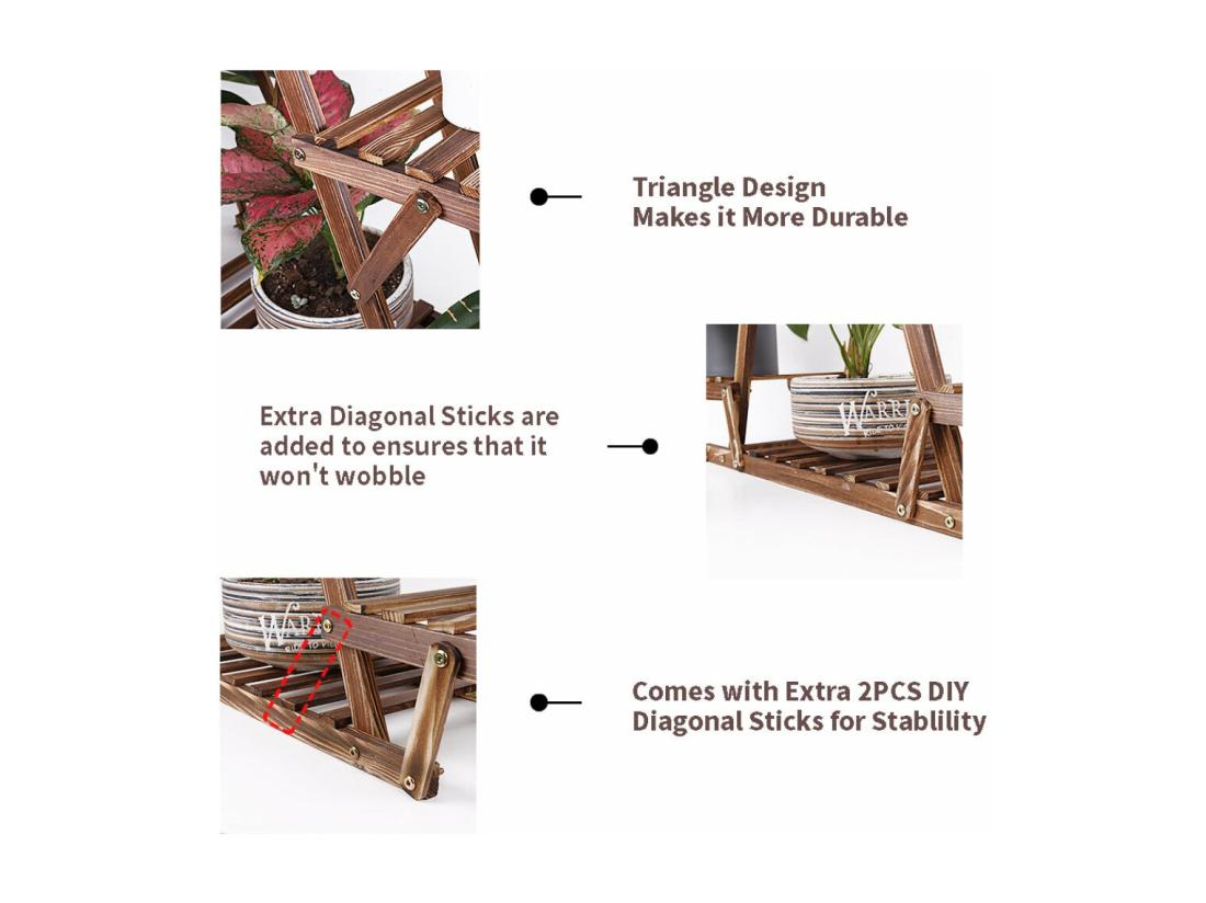 Vente Unique Porte Plante étagère Plantes à 6 Tablettes Support Pour Jardin Terrasse Balcon Maison 92x58x25.4cm