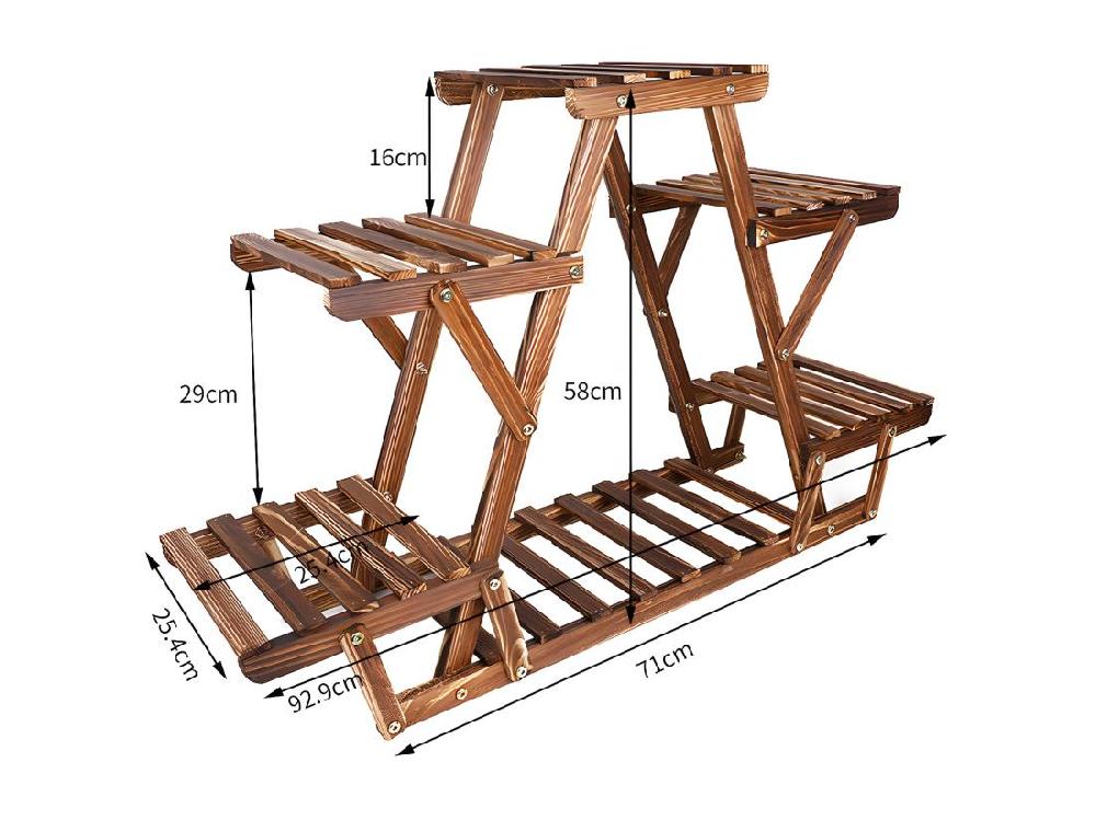 Vente Unique Porte Plante étagère Plantes à 6 Tablettes Support Pour Jardin Terrasse Balcon Maison 92x58x25.4cm