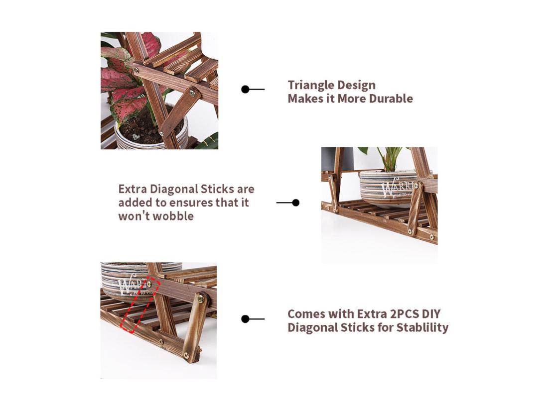 Vente Unique Porte Plante étagère Plantes à 6 Tablettes Support Pour Jardin Terrasse Balcon Maison 92x58x25.4cm