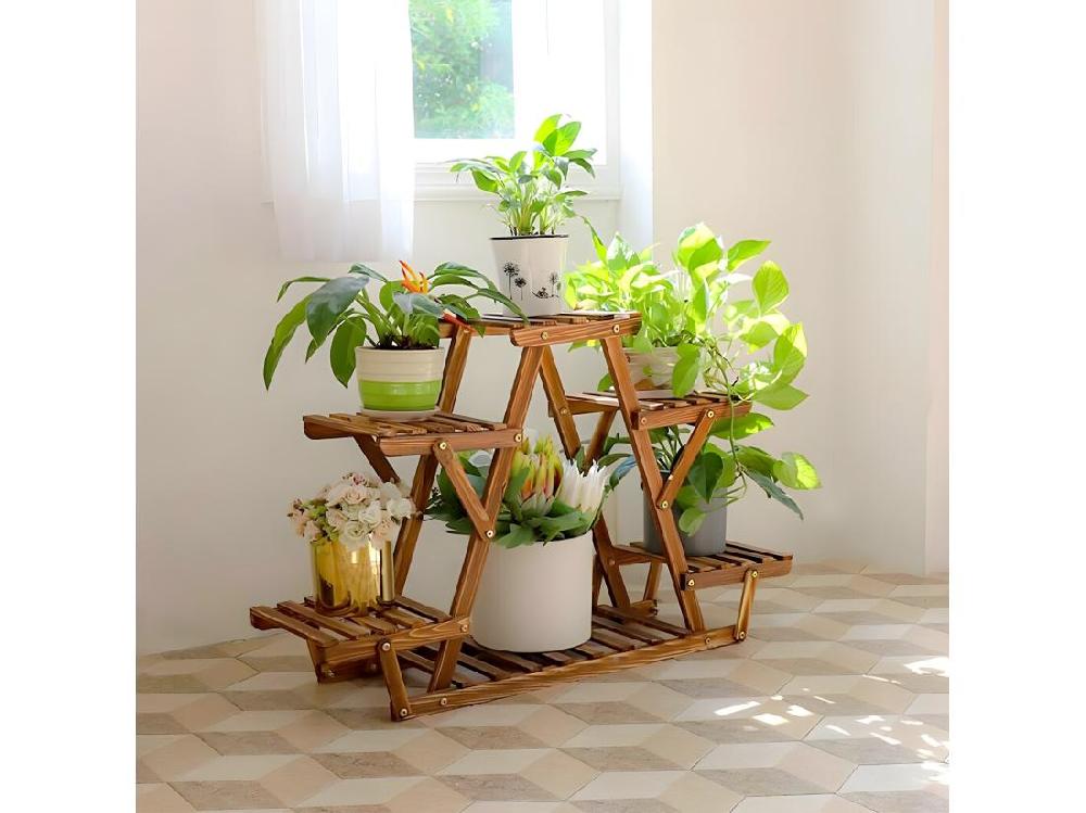 vente unique Porte plante étagère plantes à 6 tablettes support pour jardin terrasse balcon maison 92x58x25.4cm