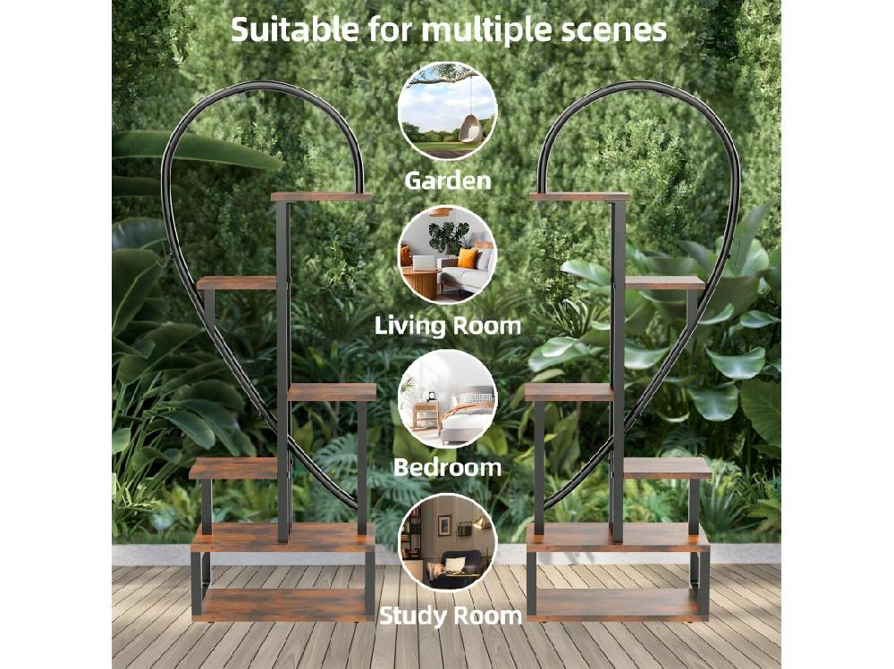 Vente Unique Porte Plante Intérieur En Fer Forgé étagère Plantes Support Pot De Fleurs à 6 Niveau 165x112x28cm