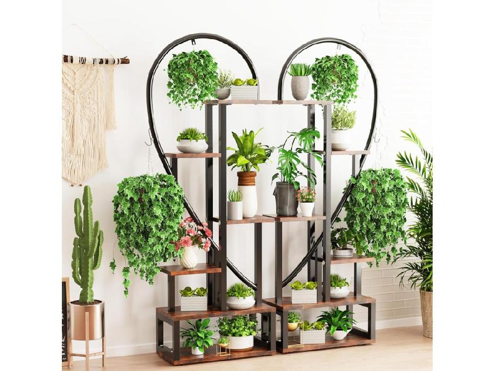 Vente Unique Porte Plante Intérieur En Fer Forgé étagère Plantes Support Pot De Fleurs à 6 Niveau 165x112x28cm