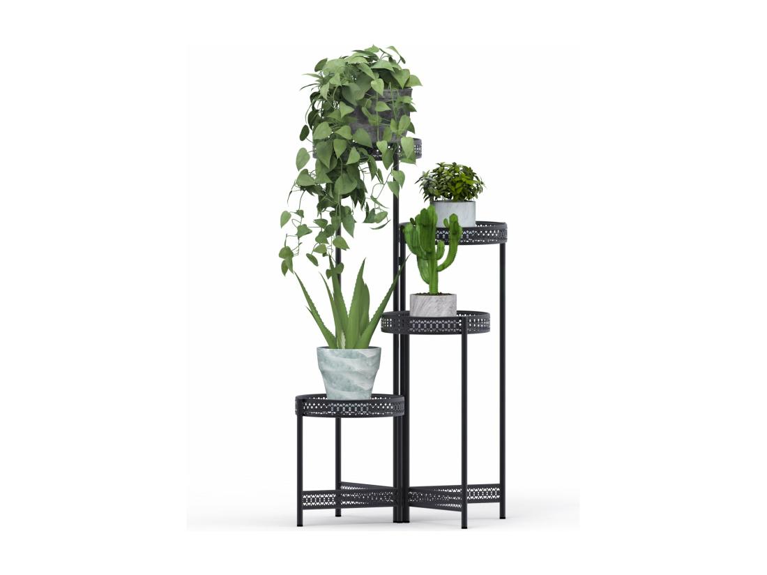 Vente Unique Porte Plantes étagère Plante Métallique De 4 Niveaux Escalier Pour Fleurs 53x90cm
