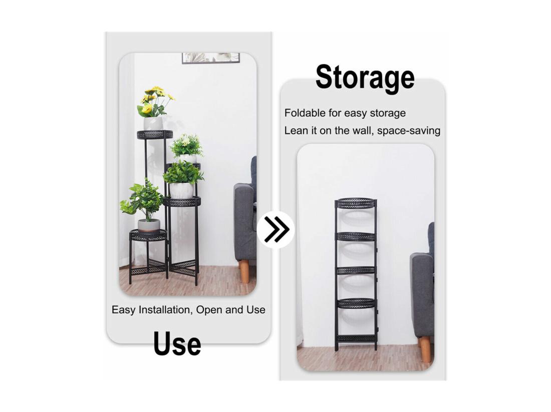 Vente Unique Porte Plantes étagère Plante Métallique De 4 Niveaux Escalier Pour Fleurs 53x90cm