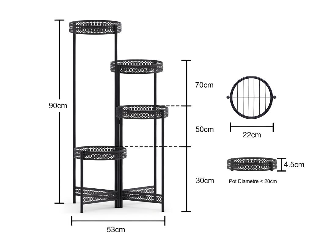 Vente Unique Porte Plantes étagère Plante Métallique De 4 Niveaux Escalier Pour Fleurs 53x90cm