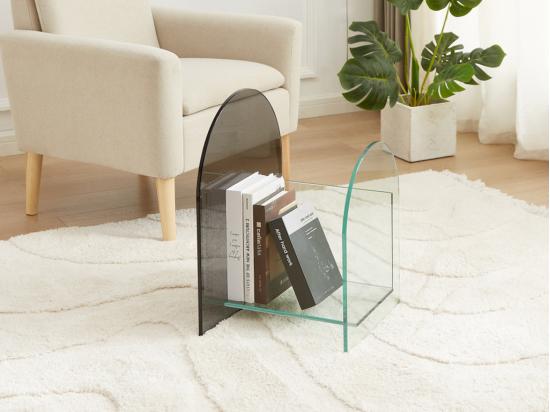 vente unique Porte-revue en verre trempé - Transparent et gris - DUSILLA