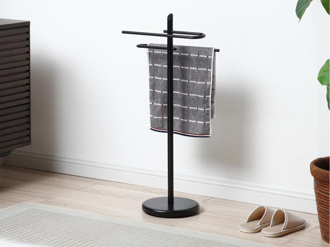 vente unique Porte-serviettes en métal noir - 2 portants - BENOSI