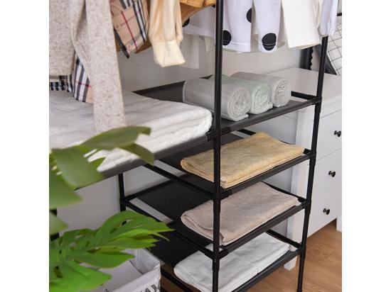 Vente Unique Porte-Vêtements Métallique 4 En 1 Avec 6 étagères 2 Tringles Et Crochets 108x36x170cm