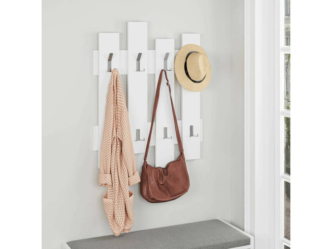 Vente Unique Portemanteau Dpons Portemanteau Surmatelas Cintre Mural 64x4 H79 Cm Blanc