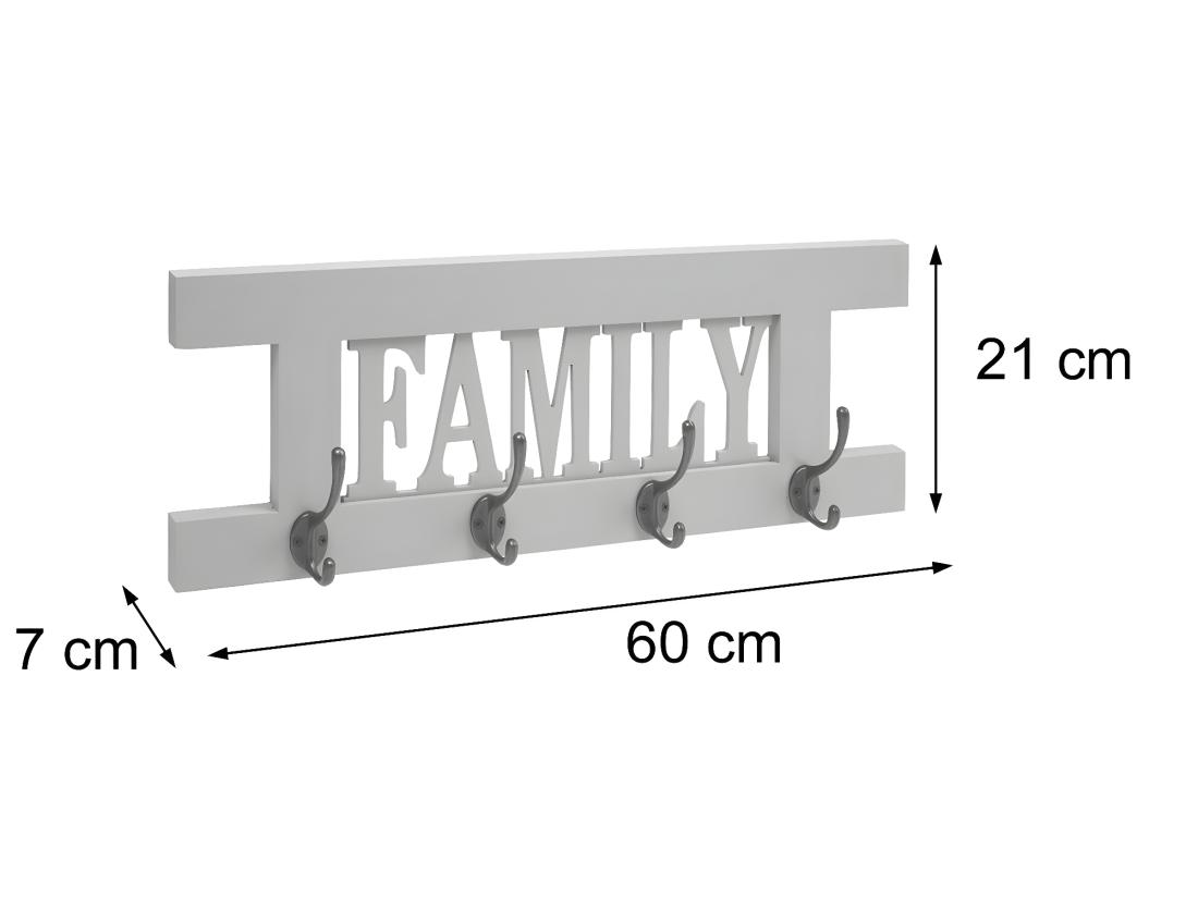 Vente Unique Portemanteau Mural MCW-C60 Family Shabby-Look Marron