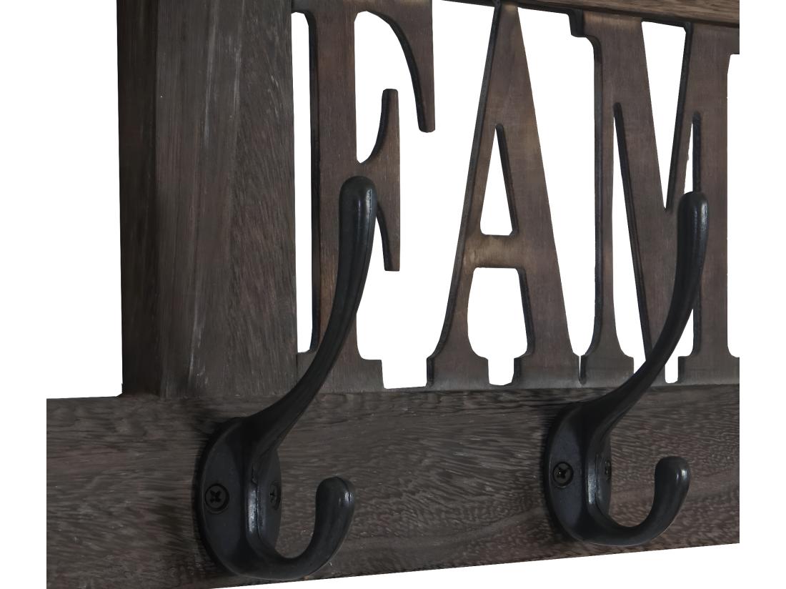 Vente Unique Portemanteau Mural MCW-C60 Family Shabby-Look Marron