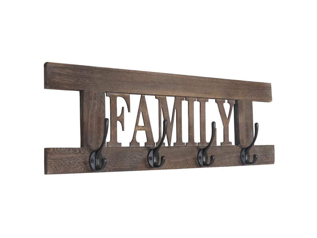 vente unique Portemanteau mural MCW-C60 Family Shabby-Look marron