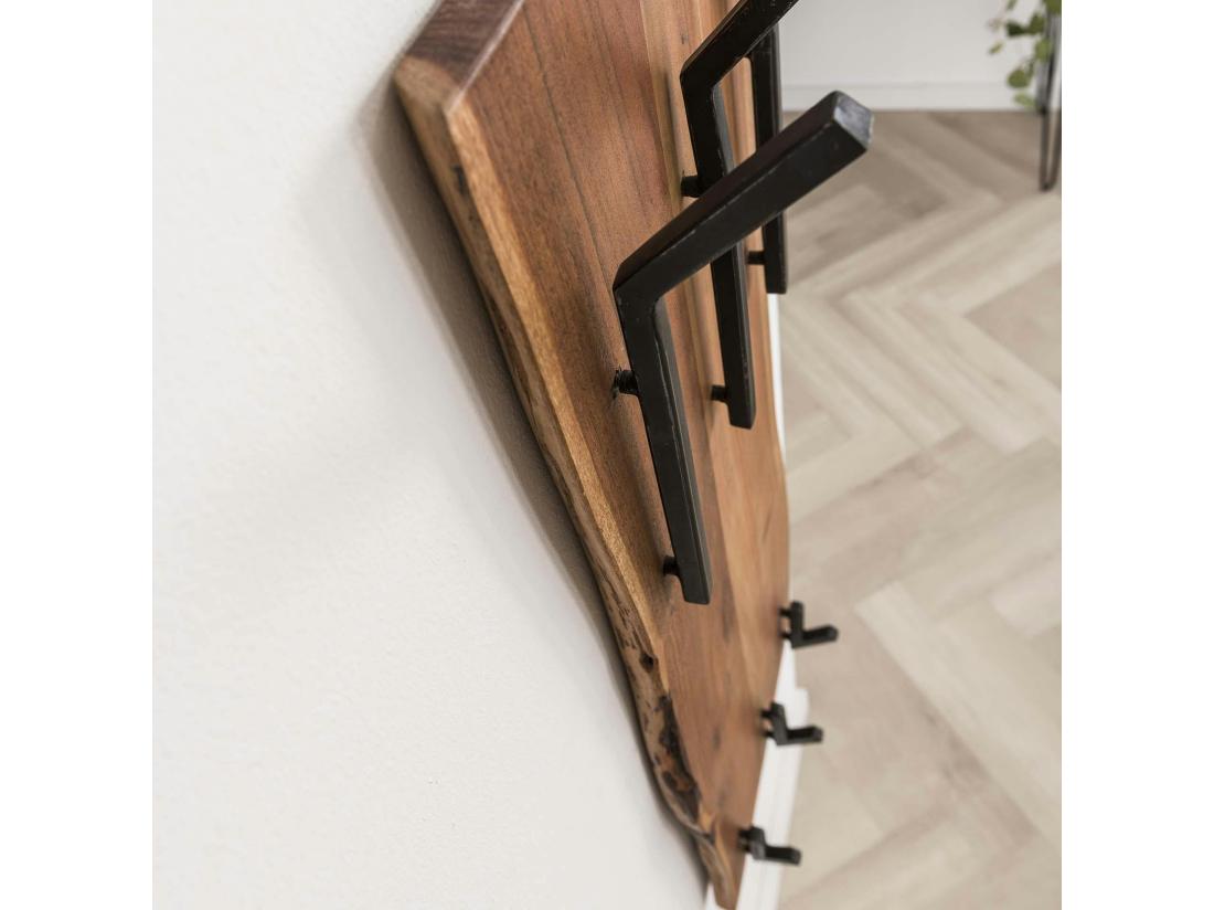 Vente Unique Portemanteau Mural Vertical Bois Massif 6 Crochets TRIBECA